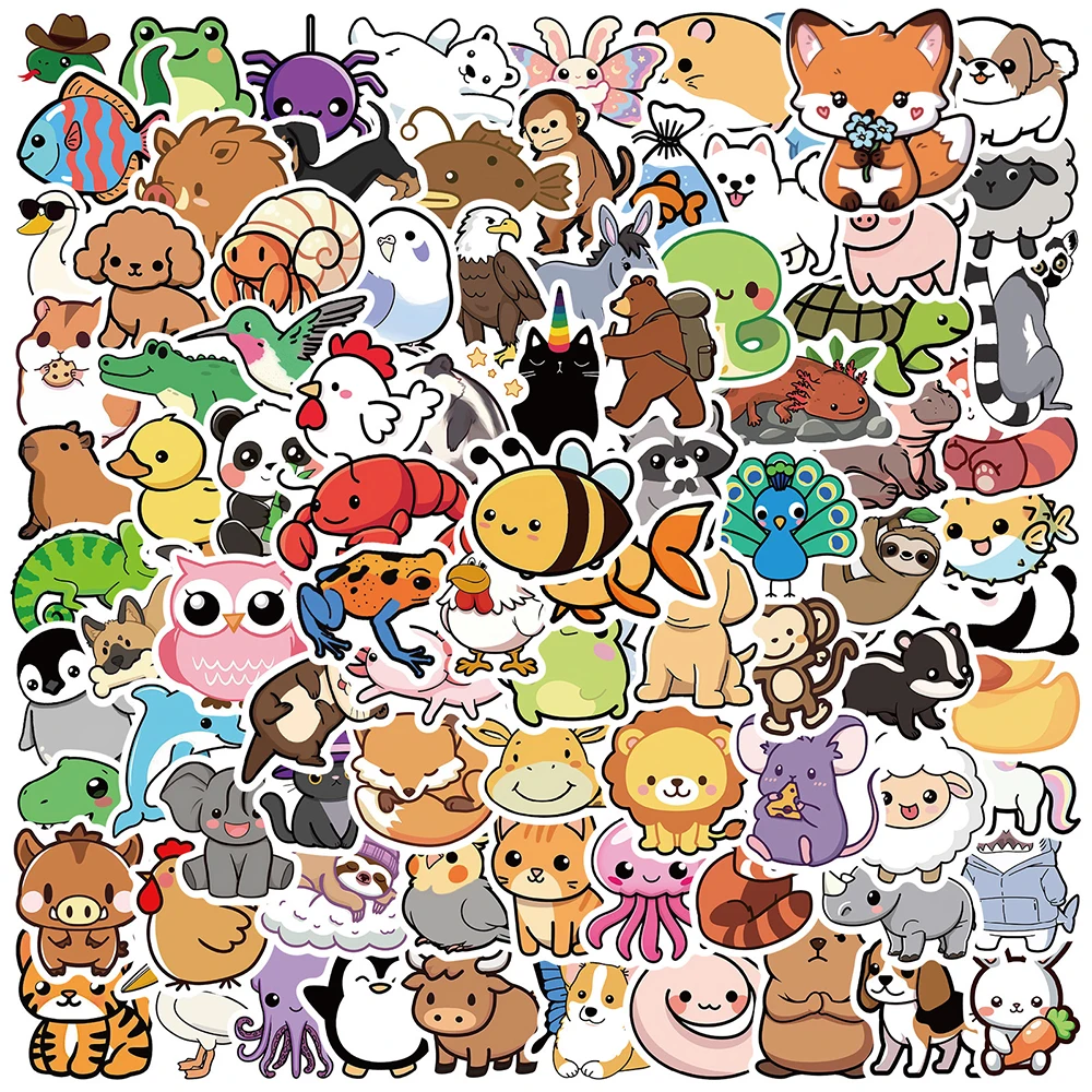 10/30/50/100/200 Stück Lustige Niedliche Tier-Cartoon-Aufkleber Kawaii Katze Hund Panda Sticker für Wasserflaschen Gepäck Handy Dekorationen Spielzeug Geschenk