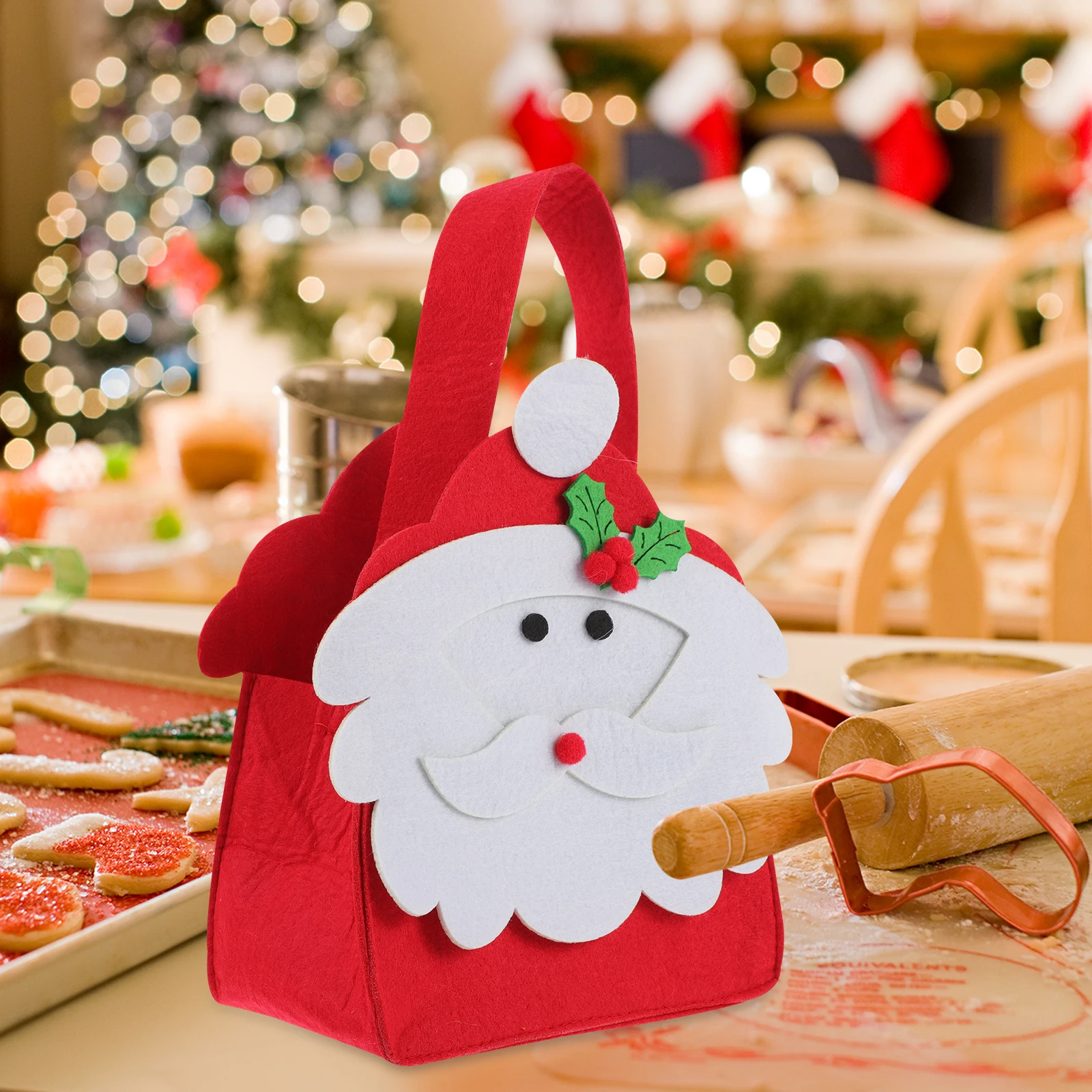 

Candy Christmas Festive Themed Gift Bag Storage Pouch Goody Bags for Party Grocery Shopping Lightweight Eco Friendly Food Safe