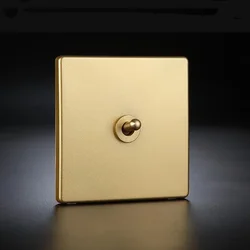 High Quality 86 Type Retro Champagne Gold Wall Lamp Brass Toggle Switch 1-4 Gang 2 Way Single Dual Control Light Switch 10A 220V