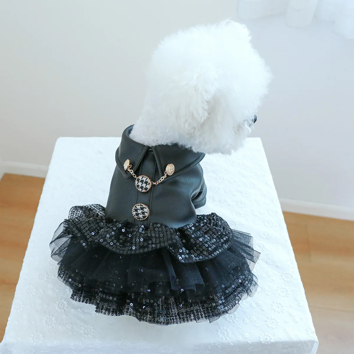 Luxury Brand Dog Clothes Puppy Princess Black Leather Waterproof Autumn Winter Pet Outfit Girl Boy Coat XS XL Elegant Costumes