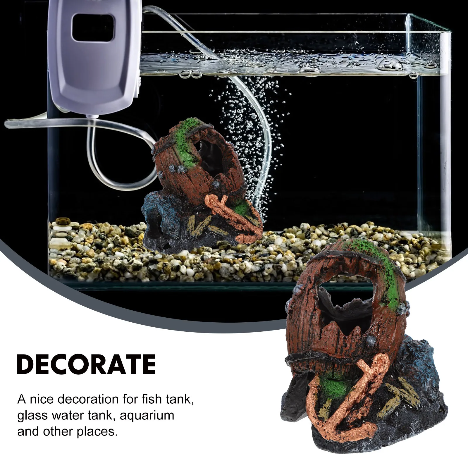 

Realistic Broken Barrel Aquarium Cave Resin Decor Fish Tank Hideout Desktop Ornament Aquarium Accessory Fish Tank Decoration