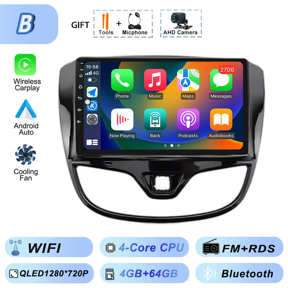 Bluetooth Dsp Fan Autoradio voor Opel Karl VinFast Fadil 2017-2020 Multimedia WiFi Android Auto GPS Navigatie Draadloze Carplay