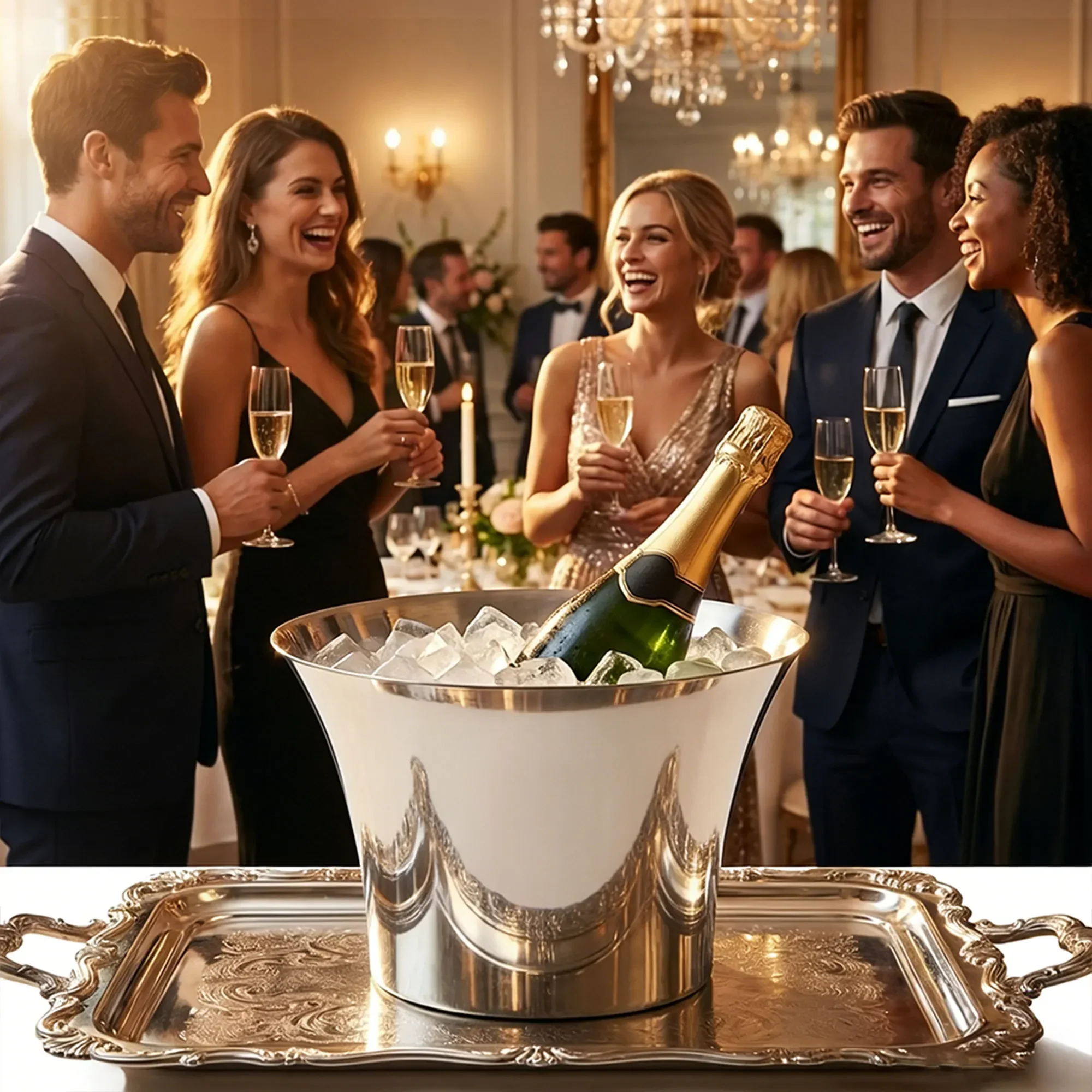Portable sustainable and durable 304 stainless steel bowl ice bucket for wine and beer