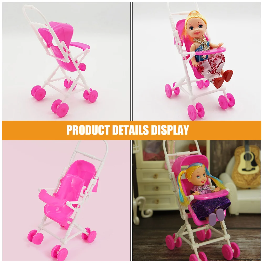 2 Pcs Simulation Stroller Pushchair Toy Party Games Girls Toys Play Kid Baby Small House Accessories