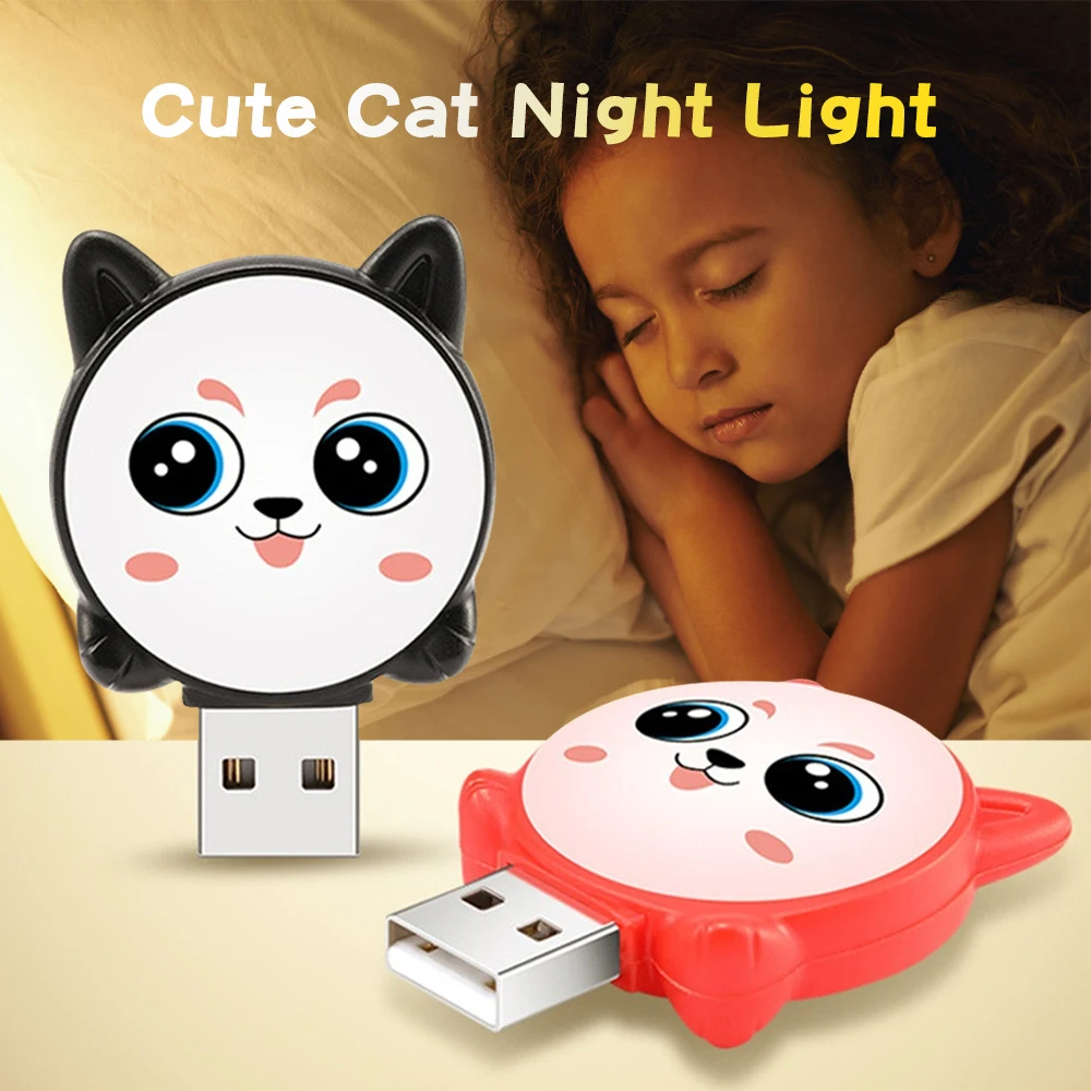 Intelligent Voice Lamp USB Interface Cute Cat English Soft Lights Eye Protection Convenient Voice Control Switch Night Light