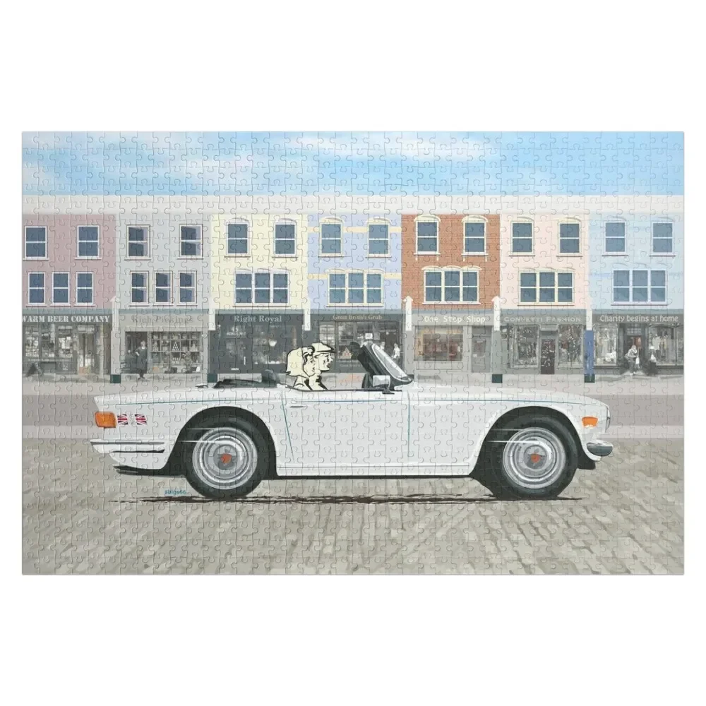 White color TR6 – the Classic British Sports Car Jigsaw Puzzle Custom Wooden Name Custom Personalized Personalized Toy Puzzle