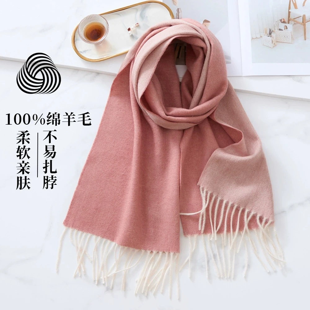 الراقية 100% الصوف وشاح مزدوج الوجهين الباشمينا شتاء دافئ وشاح طويل دافئ شال الرجال وشاح المرأة الكشمير وشاح مع شرابة