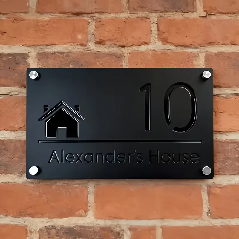 Custom Laser Cut House Number Sign, Modern Outdoor Waterproof Address Plaque Personalized Street Name Door Plate for Villa Home