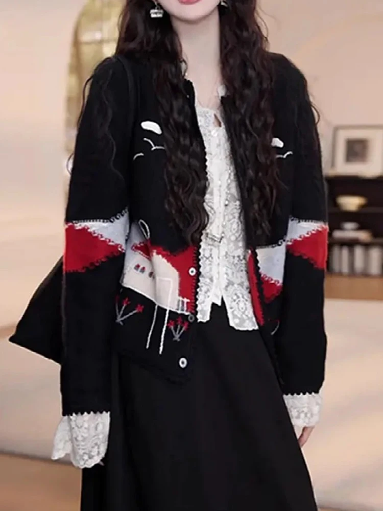 

Новый осенне-зимний женский свободный вязаный кардиган: мягкий, уютный, в стиле пэчворк, с длинными рукавами и круглым вырезом