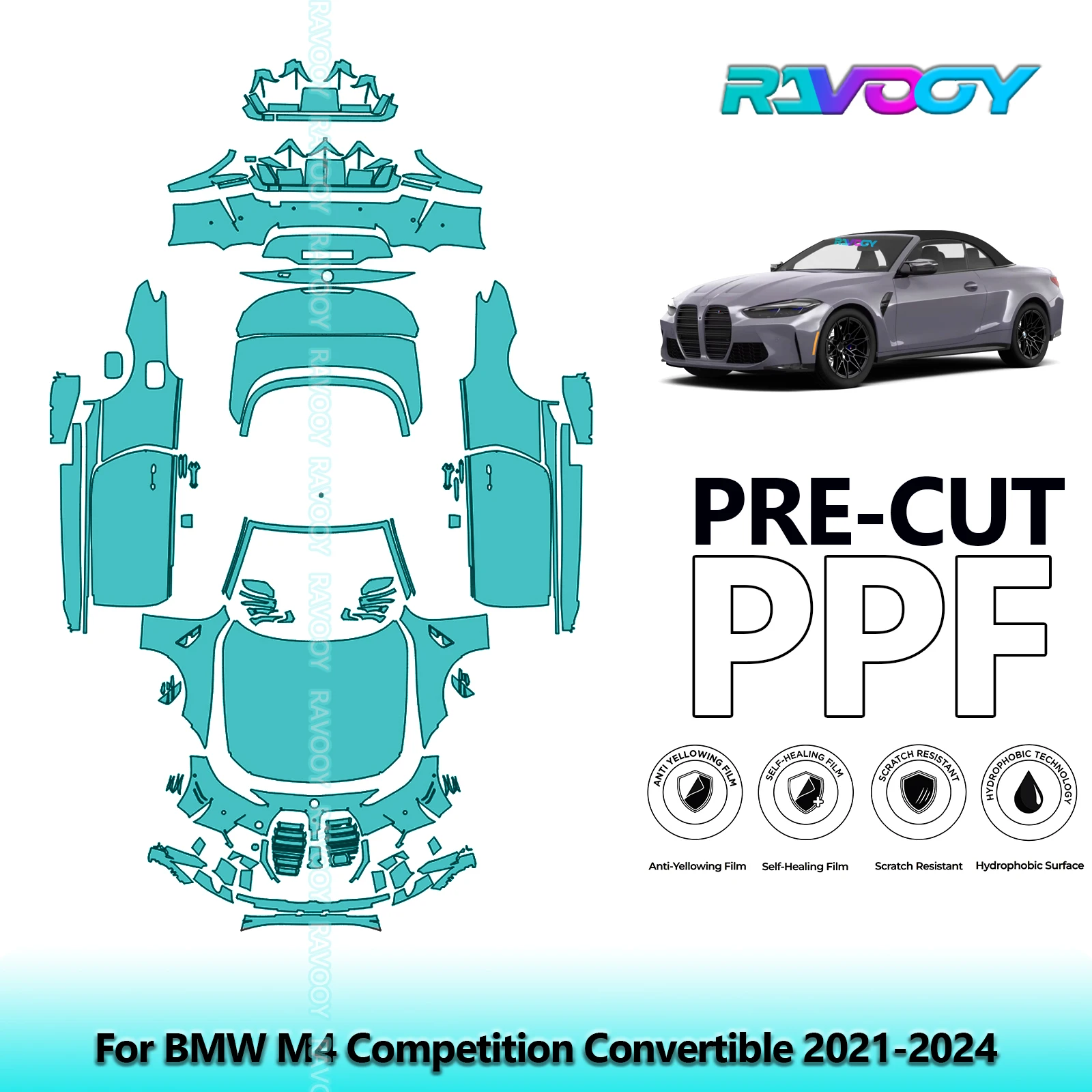 

Car Precut PPF Paint Protection Film Full Vehicle For BMW M4 Competition Convertible 2021-2024