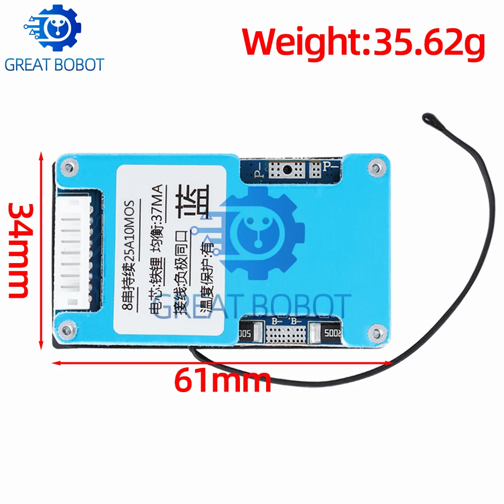 LiFePo4 Battery BMS 8S 24V 15A 20A 25A Balanced Charge Board Equalizer with NTC Temperature Protection Common Port For Escooter