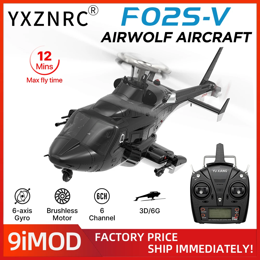 

YUXIANG RC Helicopte F02-V 3D Flight 6CH Brushless Motor 6-Axis Gyro 1/34 Scale Airwolf