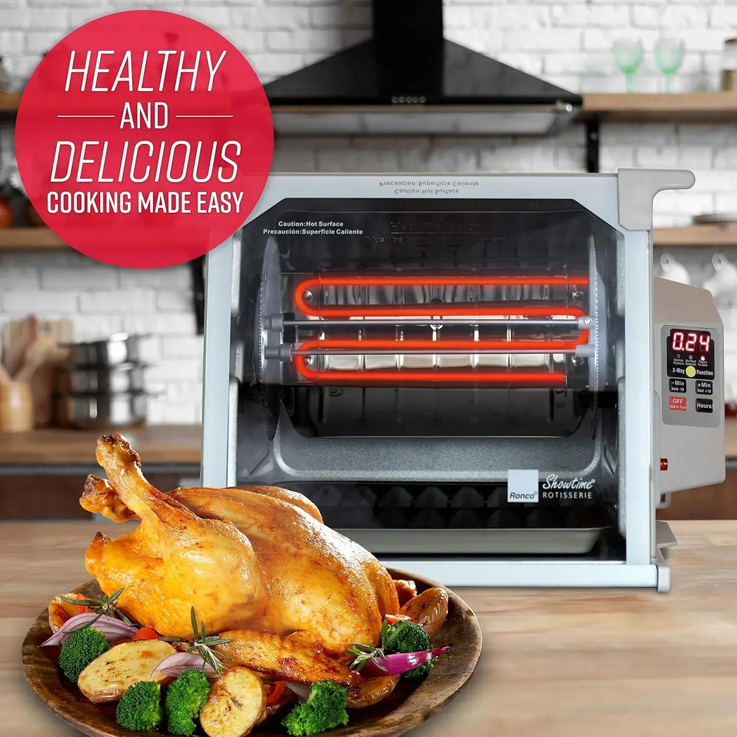 ST5000PLAT Digital Showtime Rotisserie, Platinum Edition, Cooks Food Perfectly Every Time, 3 Cooking Modes: Roast, Sear, and No