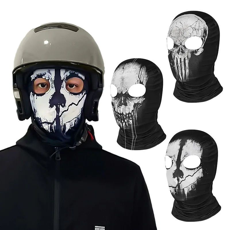 Ghosts Balaclava Men Motorcycle Helmet Liner Skullies Hood Caps Cycling Full Face Cover War Game Cosplay CS Player Headgear