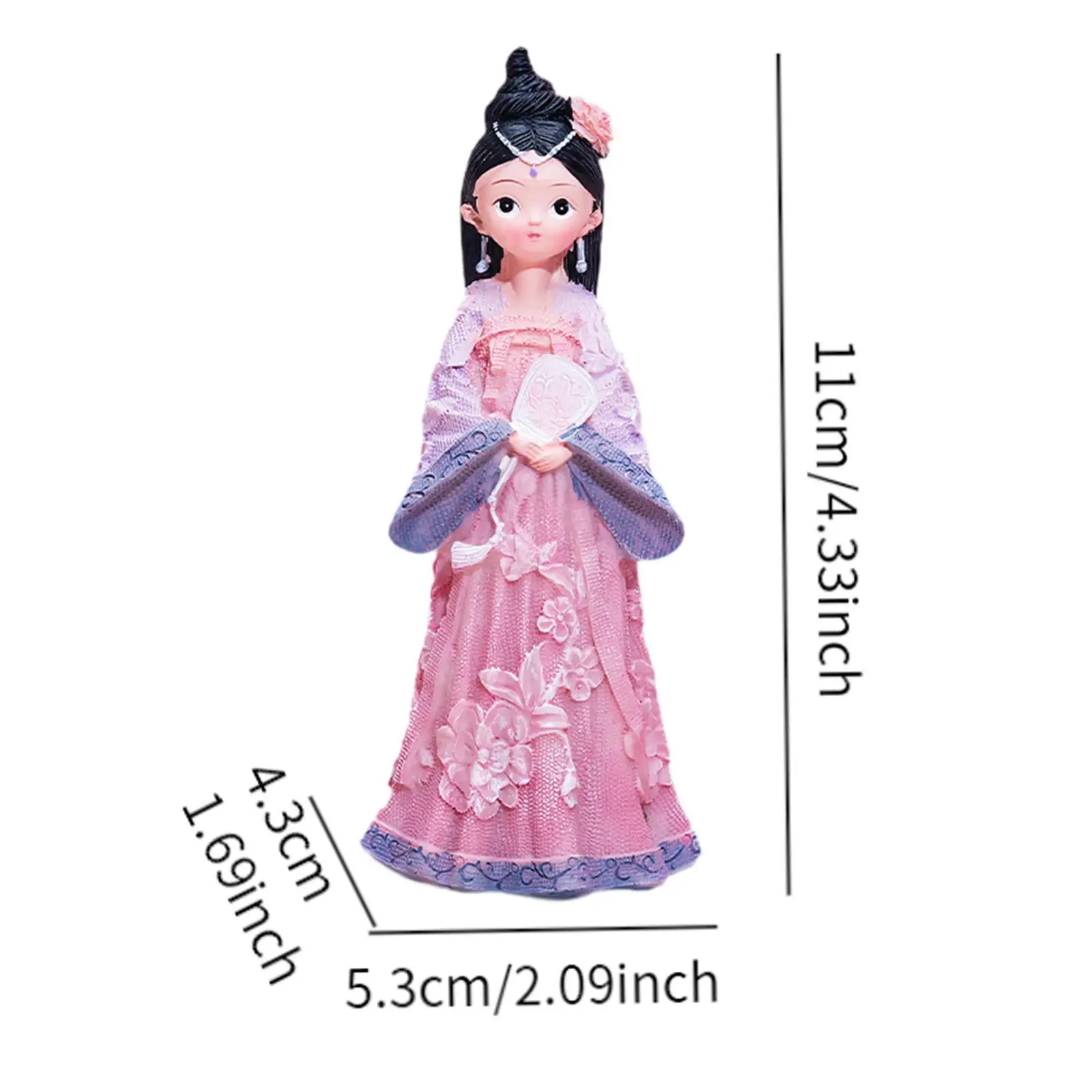 Chinese Ancient Girl Doll Resin Gifts Decorations Artwork Novelty Figurine for Bookshelf Living Room Desktop Bedroom Nightstands