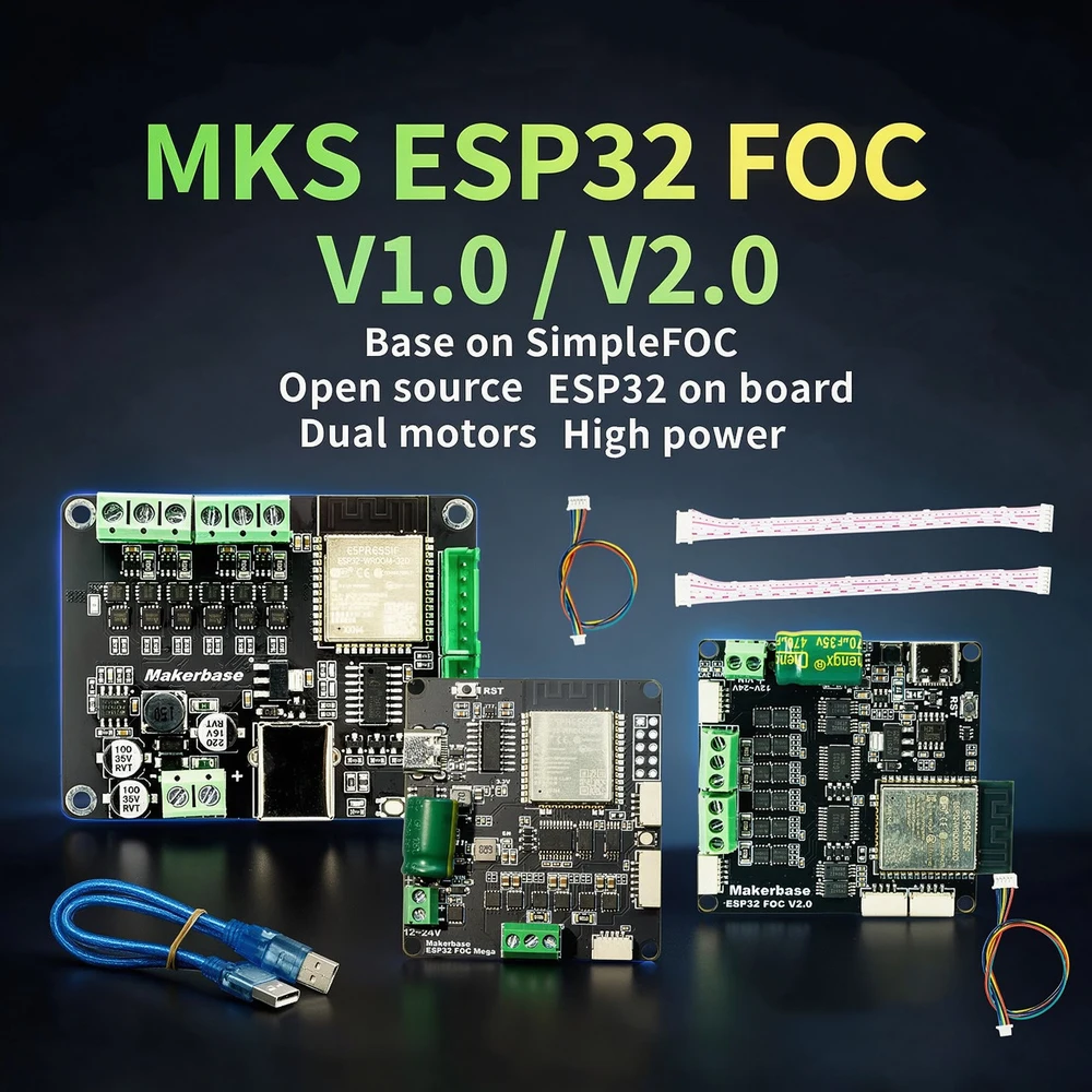 MKS ESP32 DUAL SimpleFOC Shield V2.0 BLDC Brushless Servo Dual-Motor High Power Driver Board for Arduino