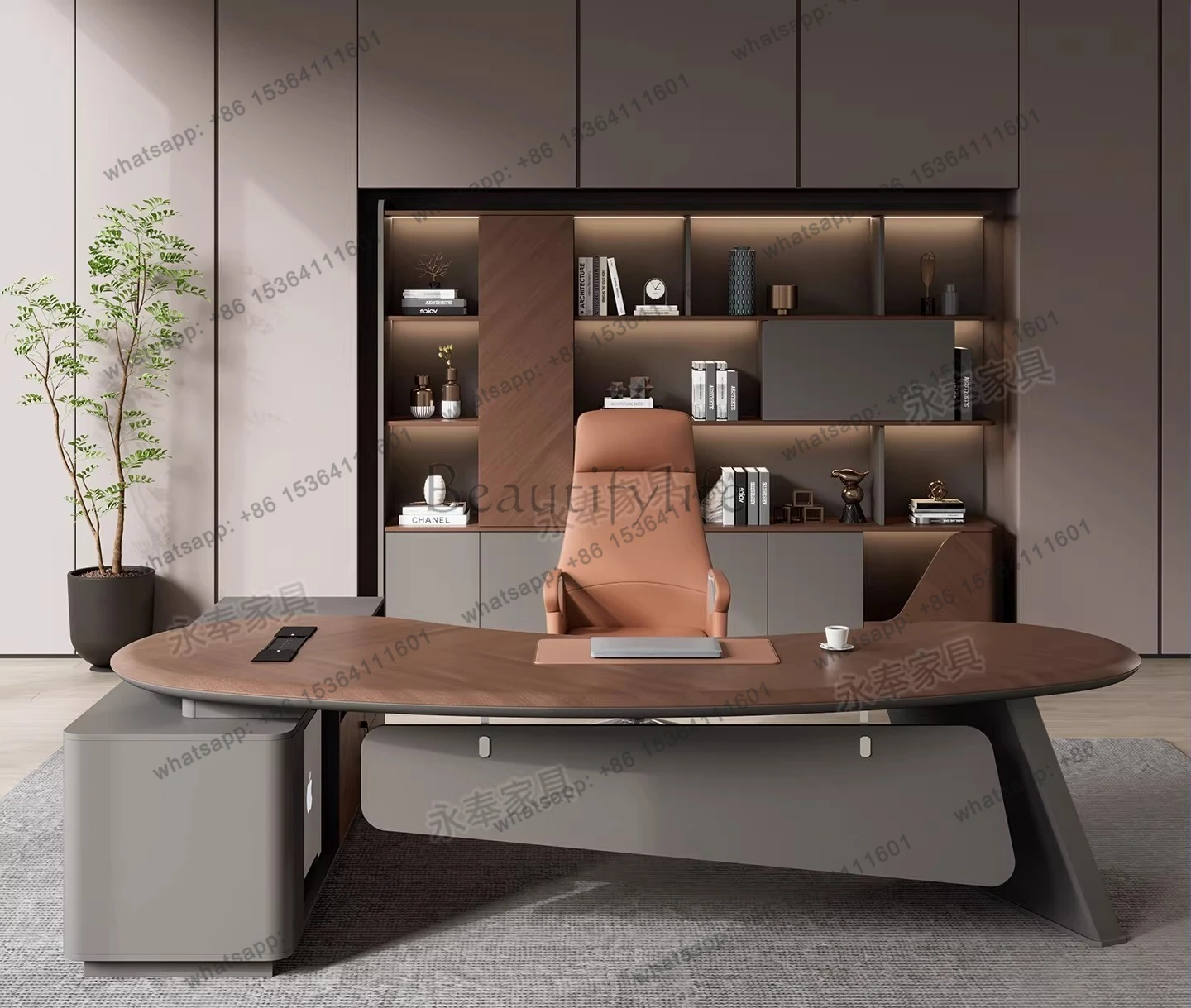 Light luxury boss desk manager desk chair cashew nut special-shaped blister process