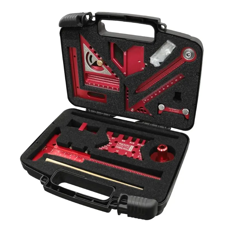 24-Hour Delivery Woodworking Square Kit 10Pcs Includes T-Square Positioning Block Compass Comprehensive Honing Guide