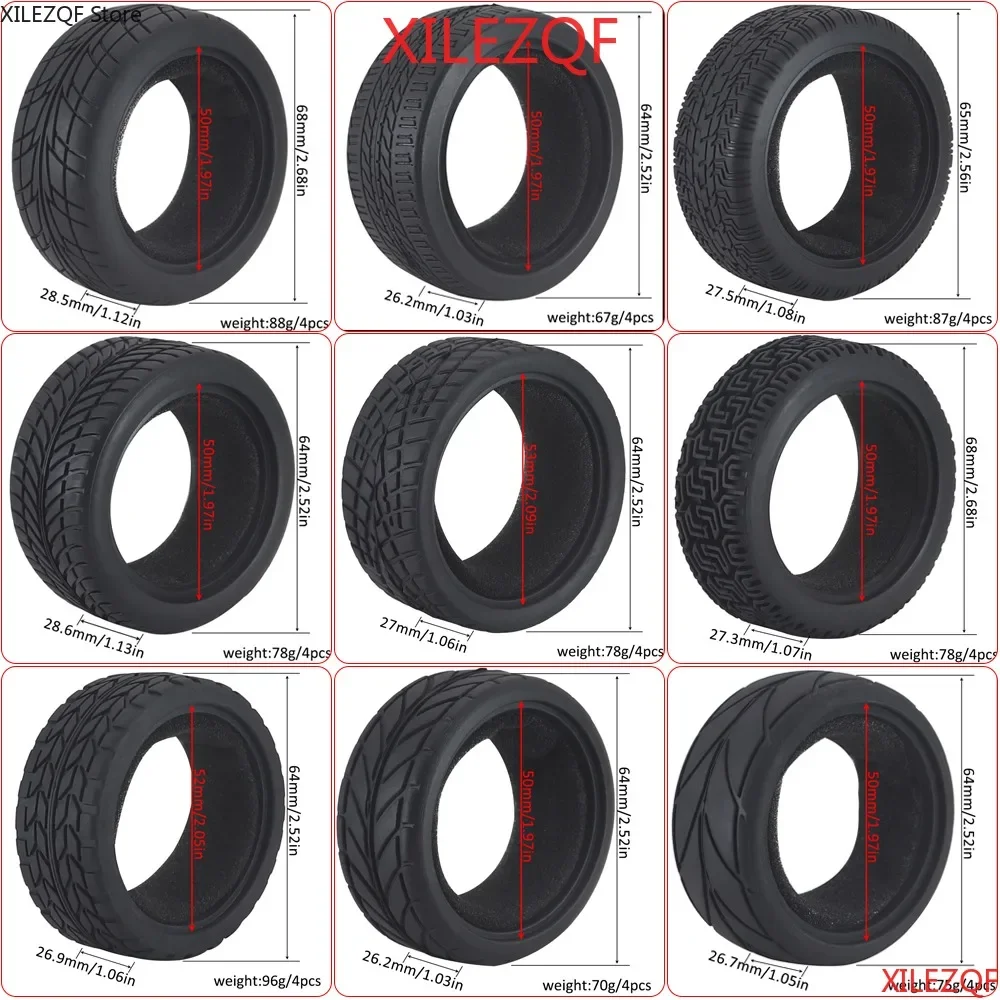 

1:10 On-road Car High Grip Rubber Tyre Hot Melt Tire Hsp 94123 Hpi Himoto Fw06 Tt01 Abrasion Resistant Racing Car