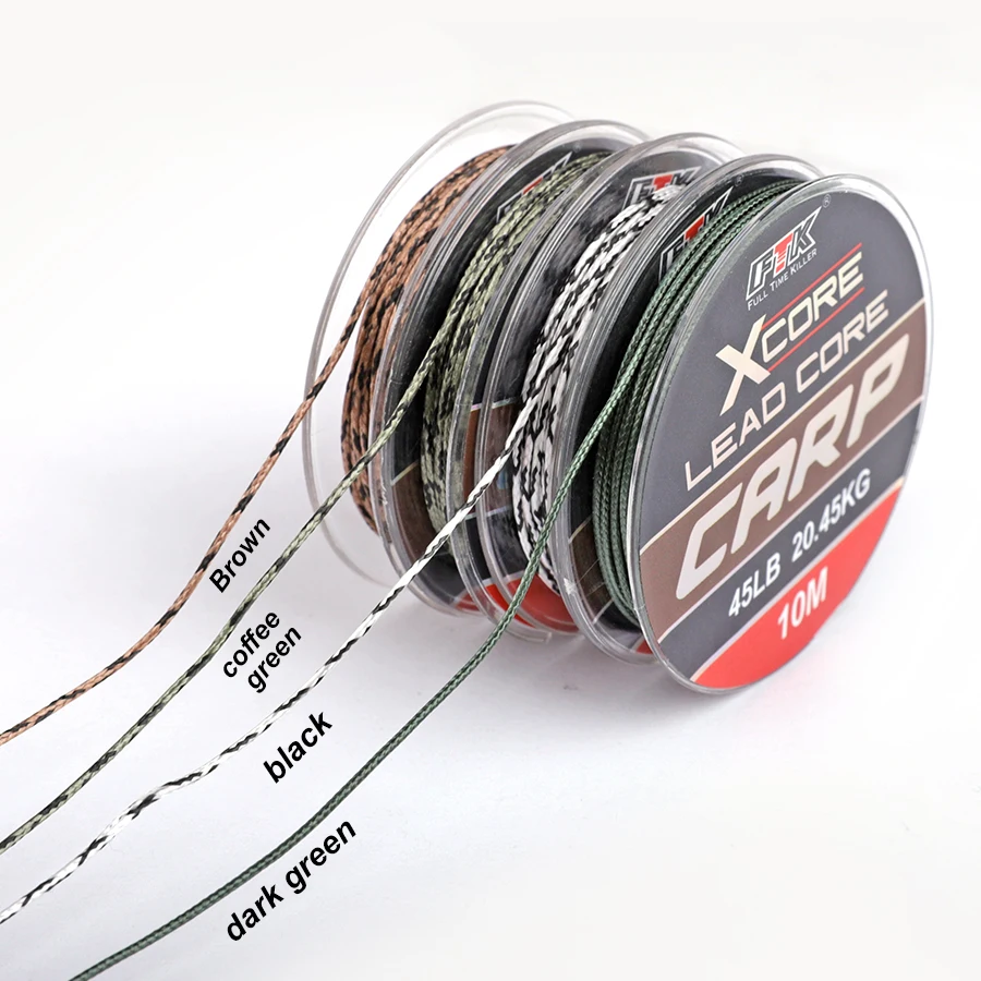 FISH KING 10M Leadcore Hair Rig Carp Fishing Line 12 Braided Wire Camouflage Feeder Leader Line 35LB 45LB 55LB