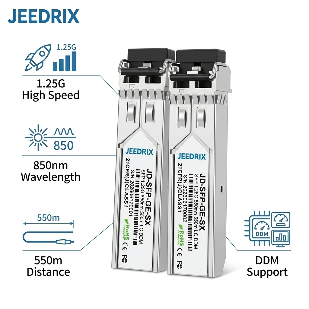 1.25G Transceiver Module LC SFP Multi-mode Duplex Optic Module 1000BASE-SX SFP 850nm 550m DOM MMF for Cisco Huawei H3C