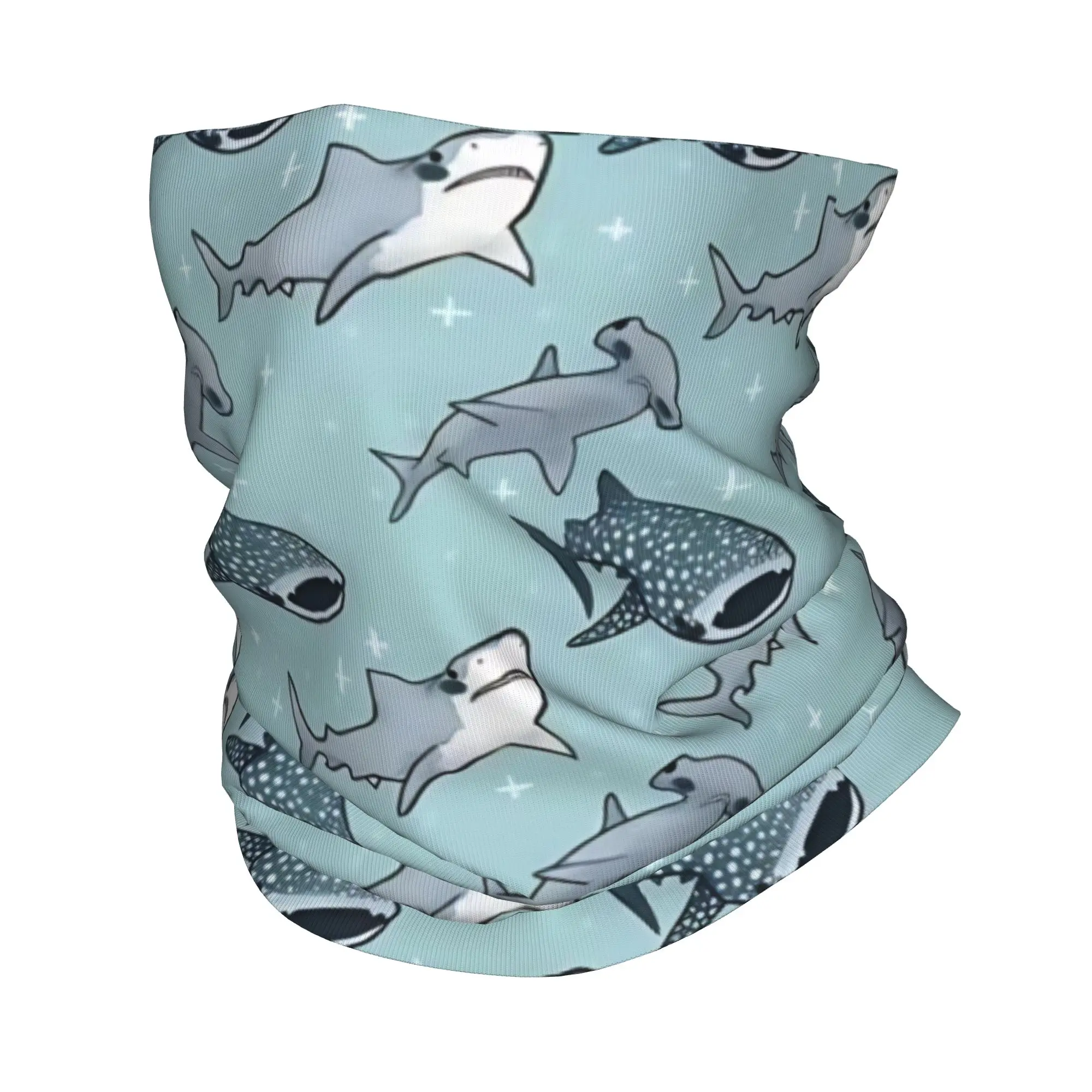 Cartoon Shark Ocean Animal Bandana Neck Gaiter Printed  Magic Scarf Multi-use Headband Riding for Men Women Adult Windproof