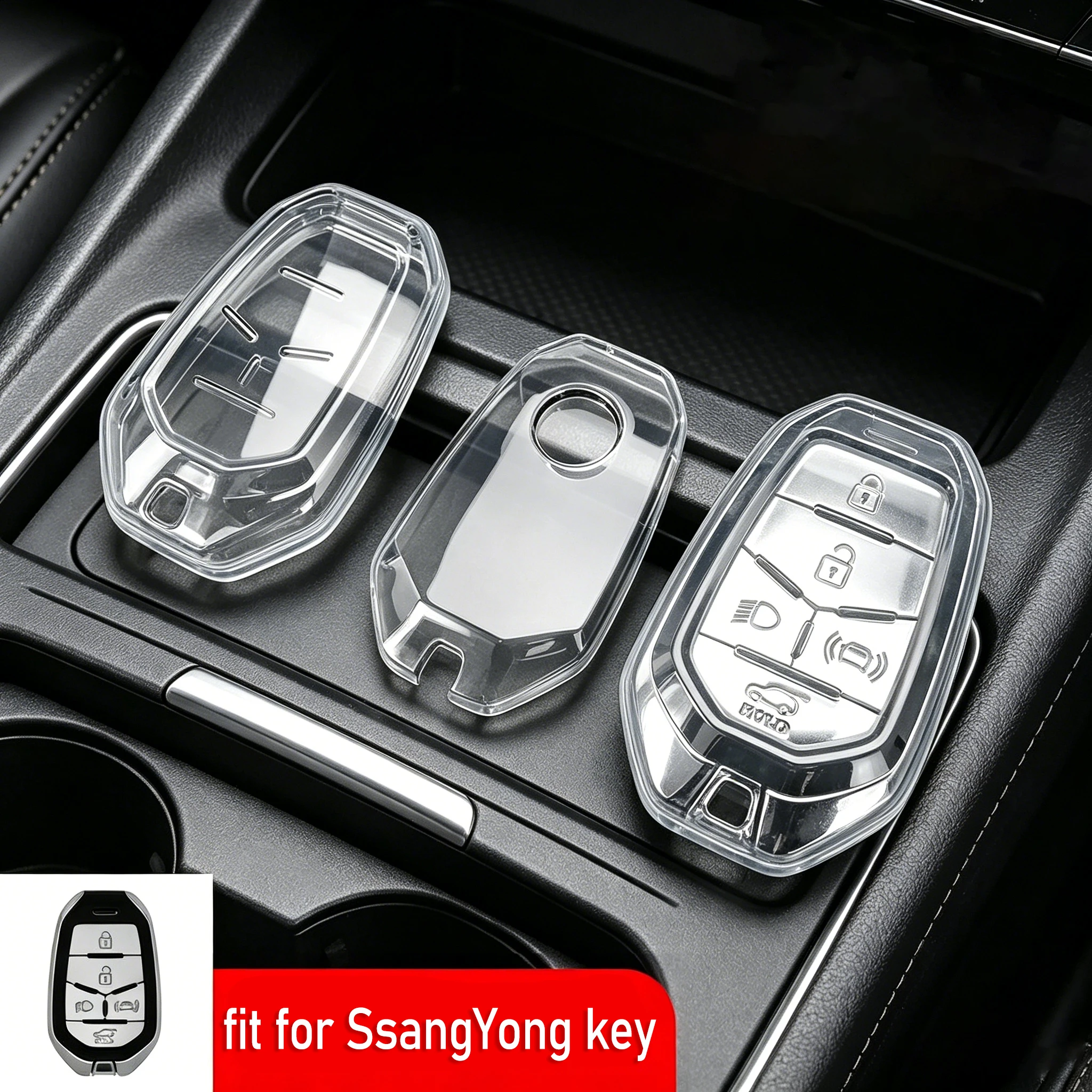Capa Protetora de Chave em TPU Macio e Organizador de Chaves para Ssangyong KGM Rexton Torres 2025 Y400 Y450 G4 2021 2022 Suporte para Chaveiro de Carro