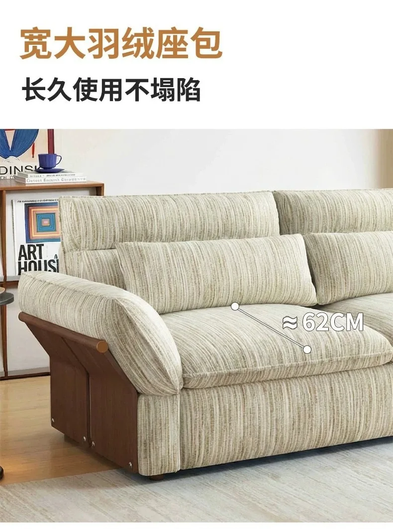 YJQ1 vintage living room vertical row solid wood chenille fabric sofa
