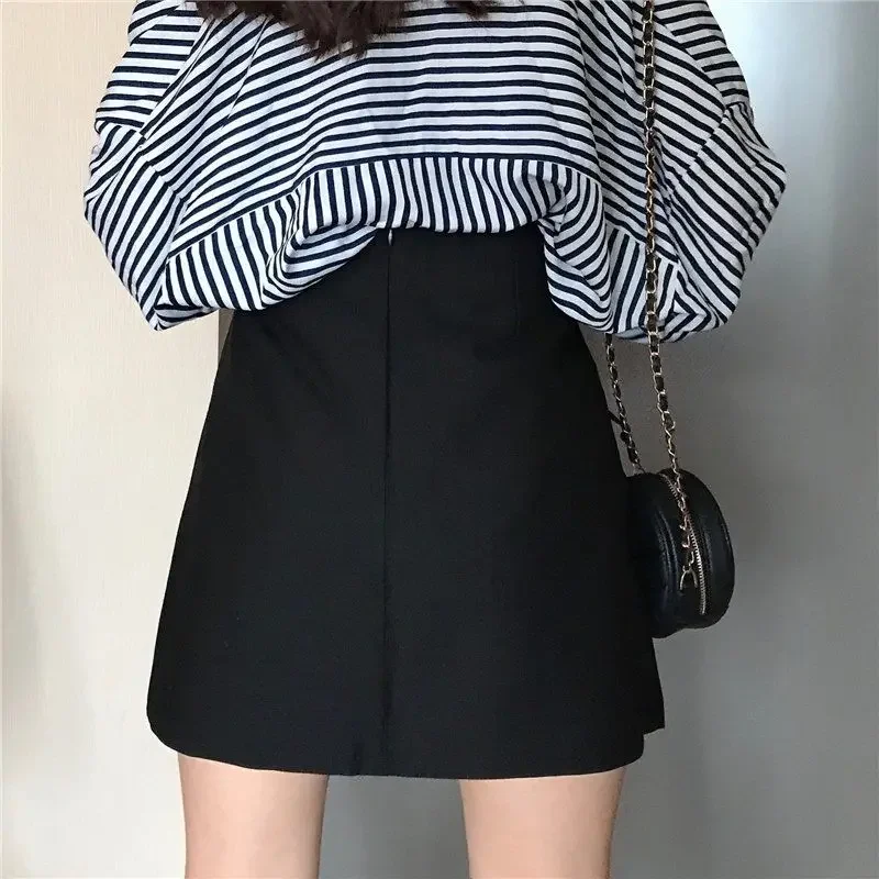 Gonne Spesse Autunno Nero Basic Accogliente 4XL All-match Mini Pieghe Harajuku Studenti A-line Allentato Moda Ulzzang Vintage Chic Nuovo