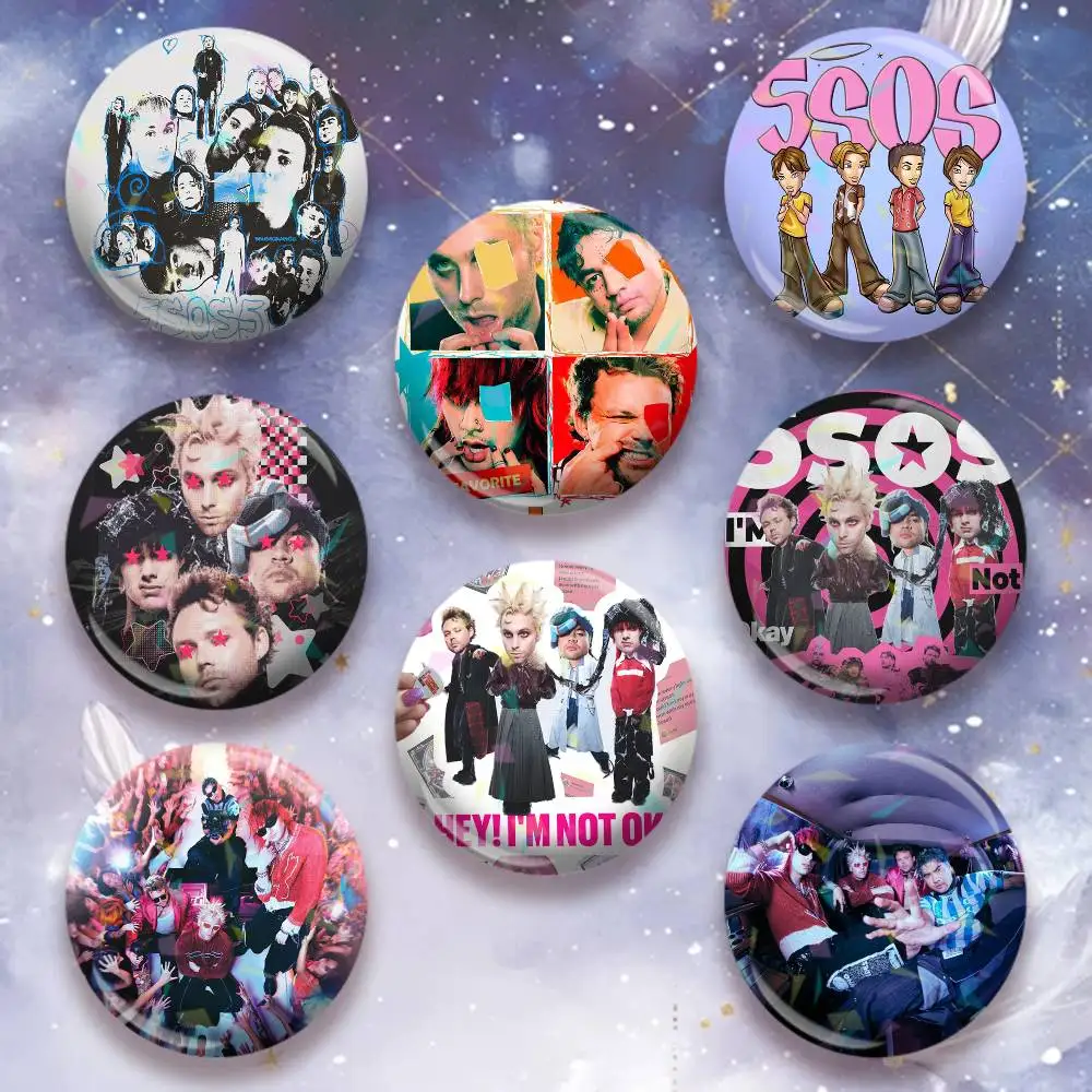 5 S-Seconds of Summers 5-SOS  Icon Badge Handmade Tinplate Brooch for Chest Ornament Gifts Easter decorations