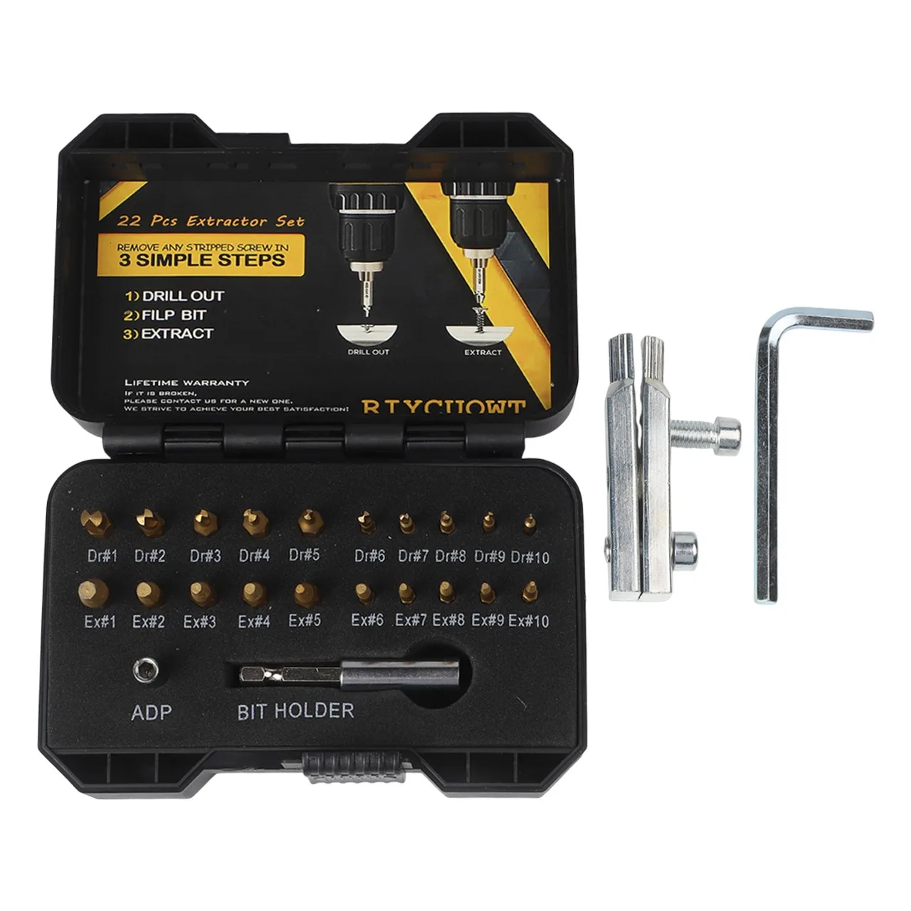 23PCS Water Pipe Wire Breaking Remover Broken Bolt Extractor Disassembly Kit Screw Extractor Set Wire For Breakout Remover Set