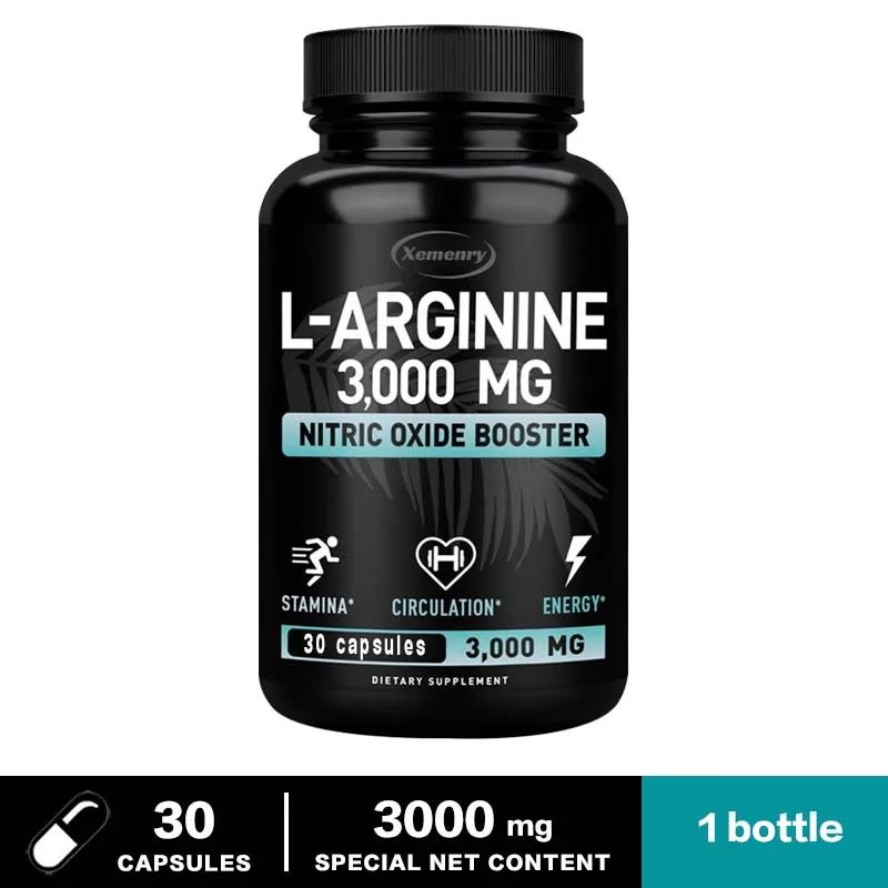 L-Arginine Capsules 3000mg - Nitric Oxide Boosters - Improve Energy, Endurance, Performance, Build Muscle Mass