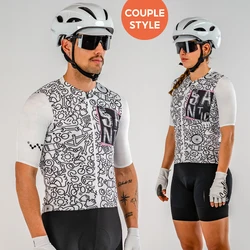 Santic Cycling Jerseys Summer Breathable Short Sleeve Top Couple Style Slim Fit Road Bicycle Sunscreen Quick Drying WZ24C02235
