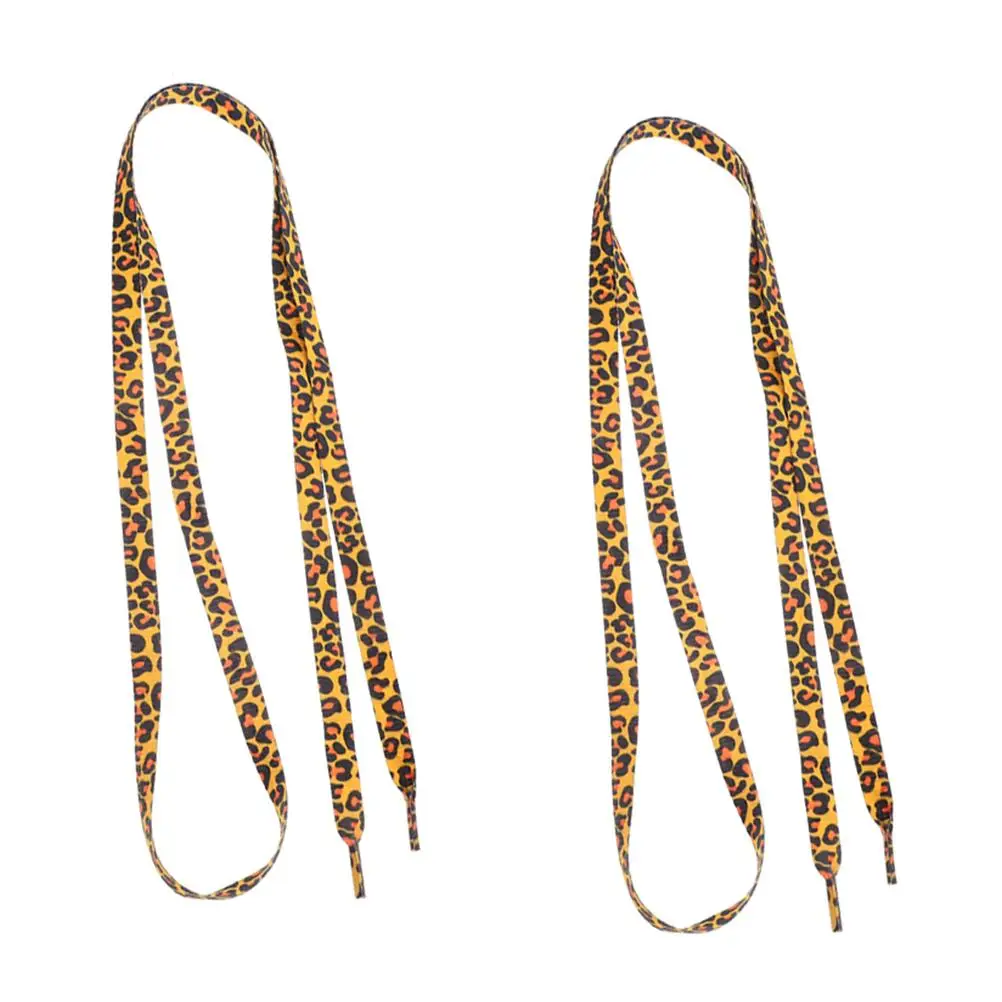 Leopard Print Shoelaces Flat Ribbon Cheetah Pattern Polyester Kids Accessories Replacement Laces Athletic Shoes Strings Durable