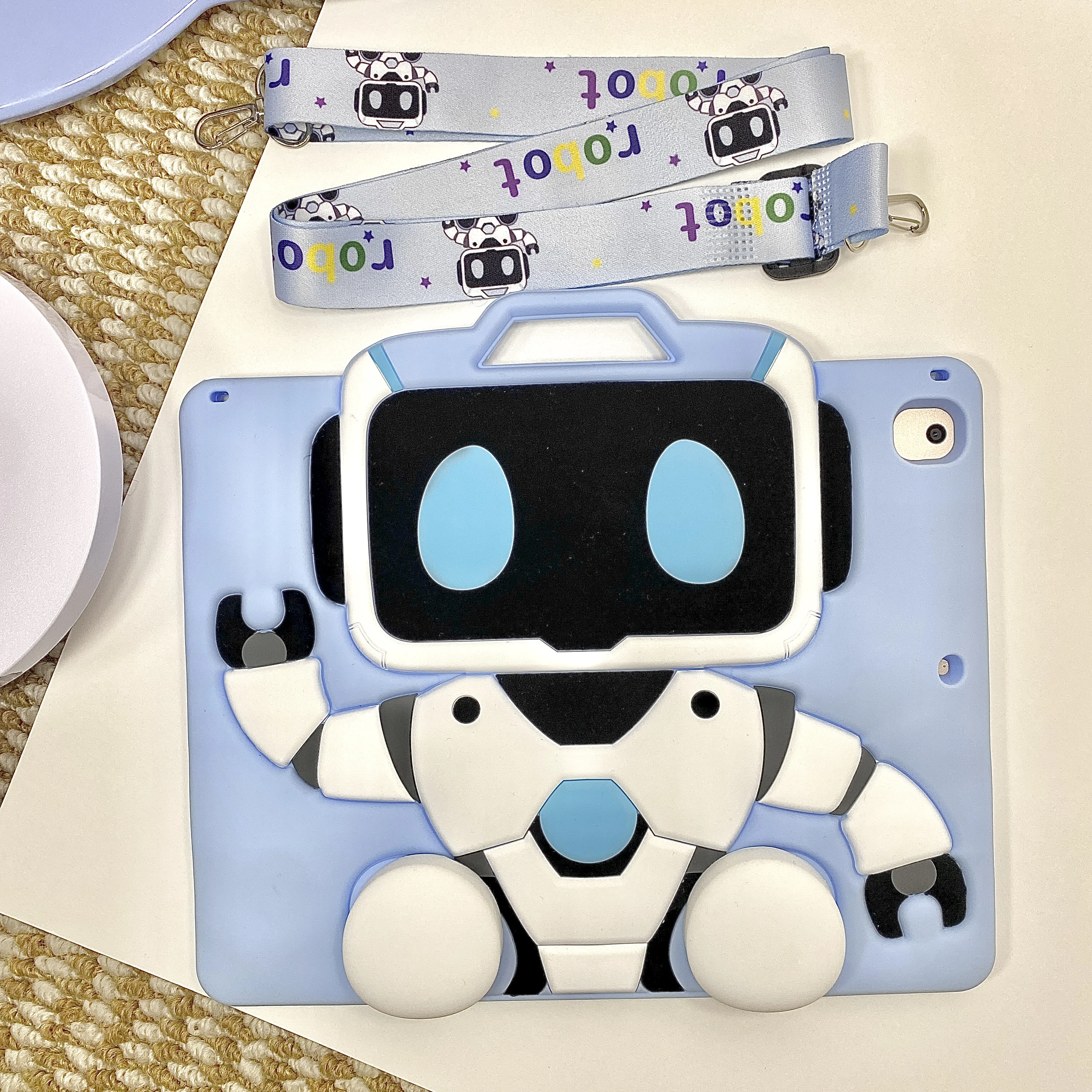 

Cartoon-style robot tablet stand and protective case Pen holder For iPad10/11th Air 11 4/5 10.9 Pro 11 12.9 iPad 10.2 7/8/9th