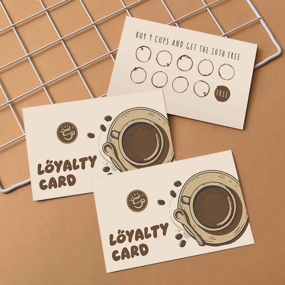 30 قطعة بطاقة الولاء القهوة مزدوجة الوجهين مقهى بطاقة الخصم بعد البيع بطاقات ورقة بطاقات الأعمال للعملاء تكرار