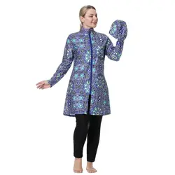 Burkini muçulmano roupa de banho plus size modesto muçulmano roupa de banho para mulher design impresso com tecido de secagem rápida burkini femme 2022