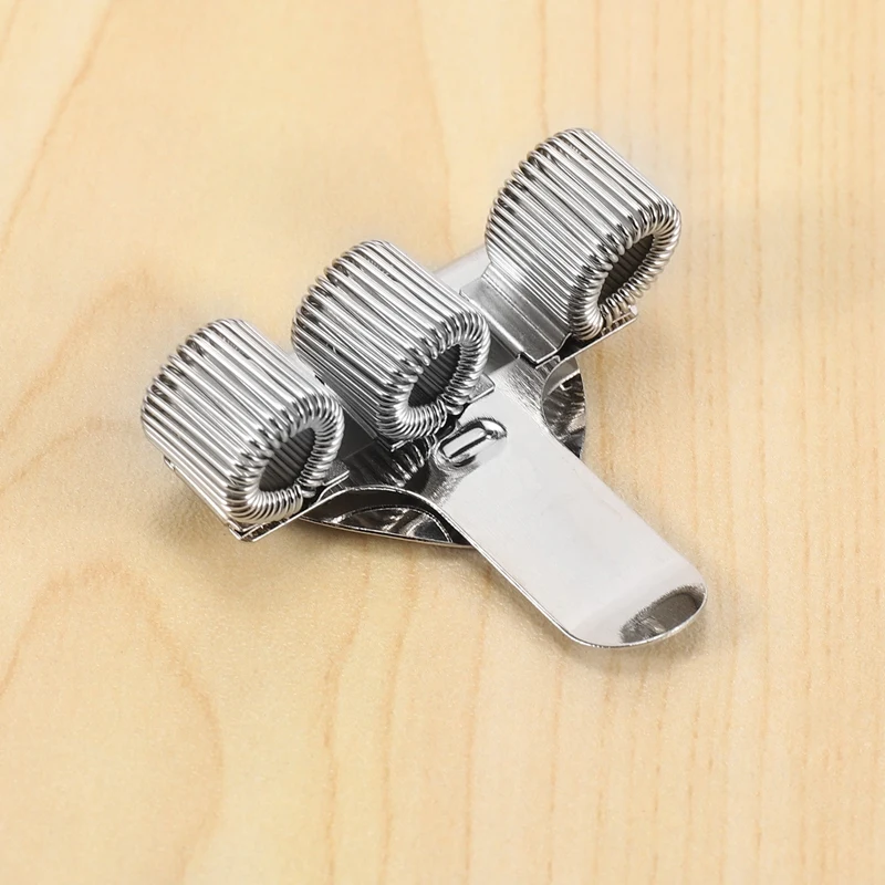 6ชิ้นกระเป๋าใส่ปากกาสแตนเลสคลิปเก็บสายปากกาสีเงิน3รูที่ใส่ปากกาสำหรับโน้ตบุ๊คที่บ้านสำนักงาน