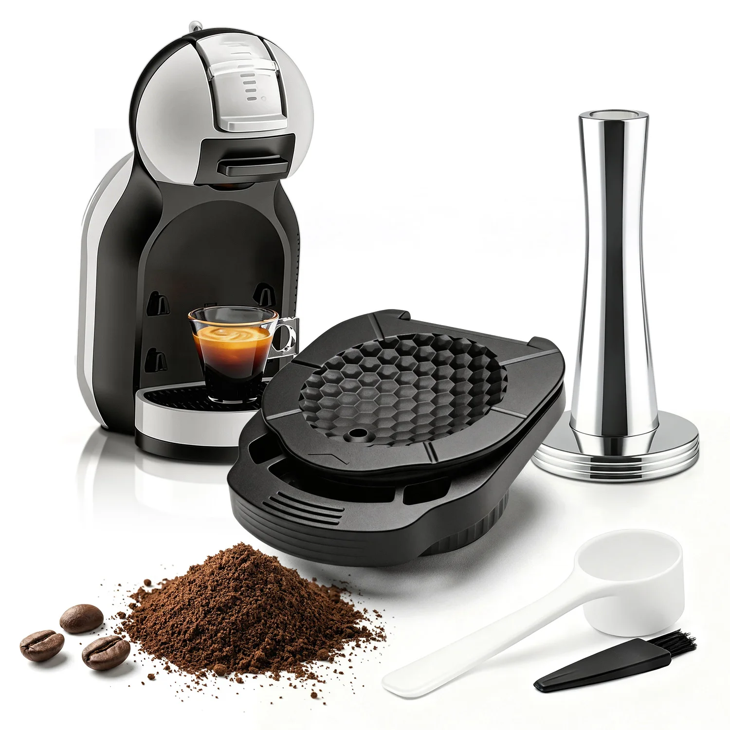 Dolce Gusto Adapter Reusable Refillable Coffee Capsule Compatible with Nespresso Pods for Genio S Piccolo XS Espresso Machine