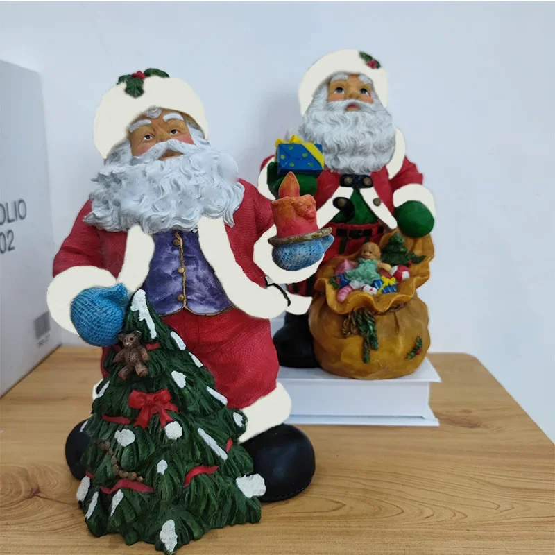 Resin Craft Christmas Table Decoration Santa Claus Gifts Holiday Scene Decoration