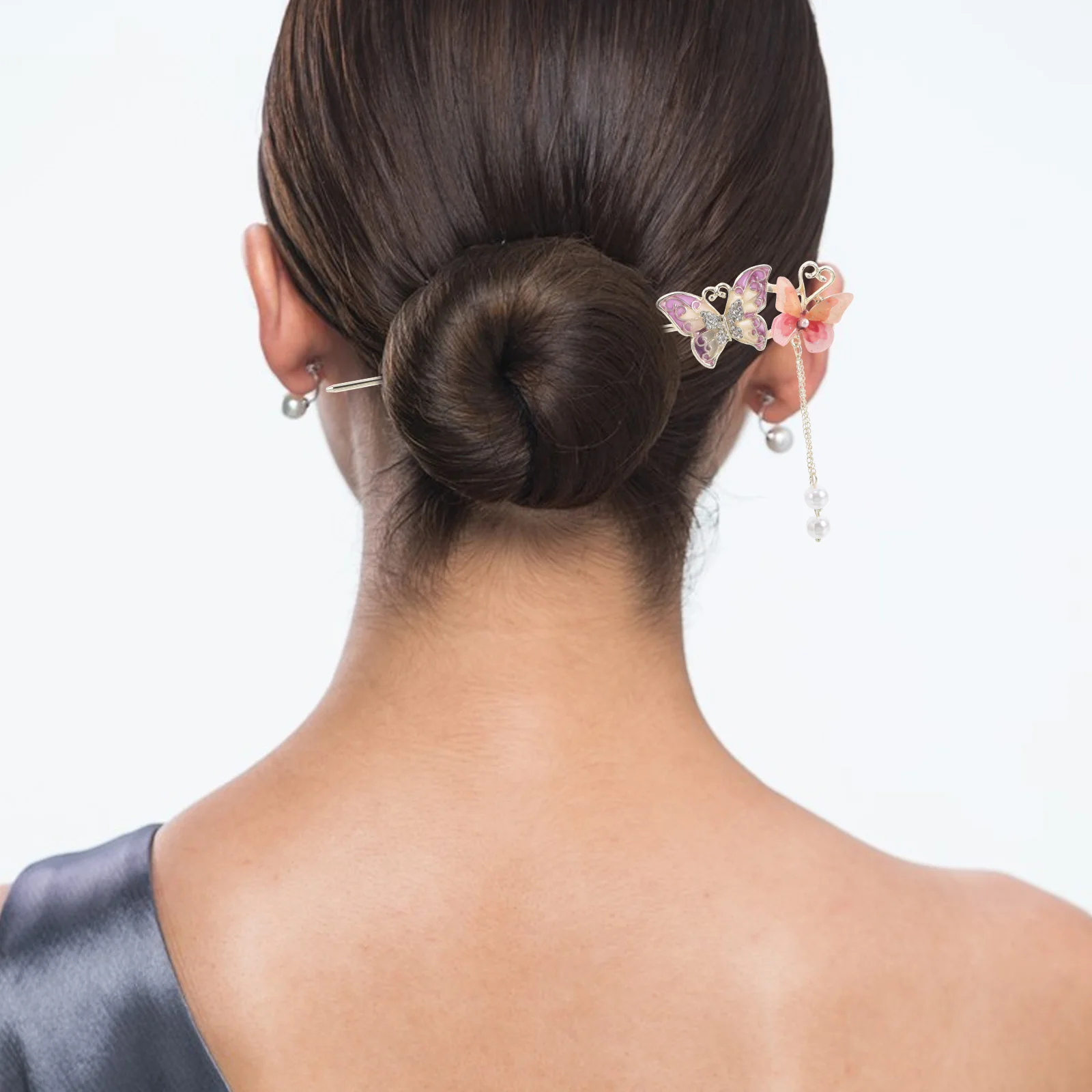 

Butterfly Hairpin Floral Design Elegant Tassel Stick Comfortable Durable Hair Accessories Chinese Japanese Style Vintage