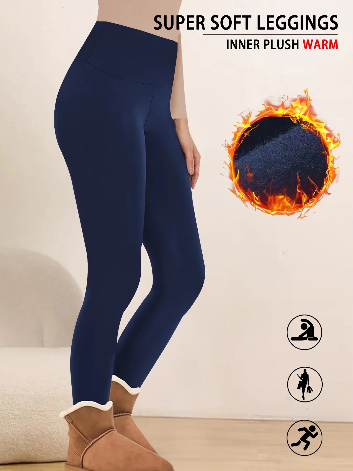 Womens Thermal Fleece Lined High Waisted Leggings Winter Warm Thick Tights Soft Yoga Workout Pants