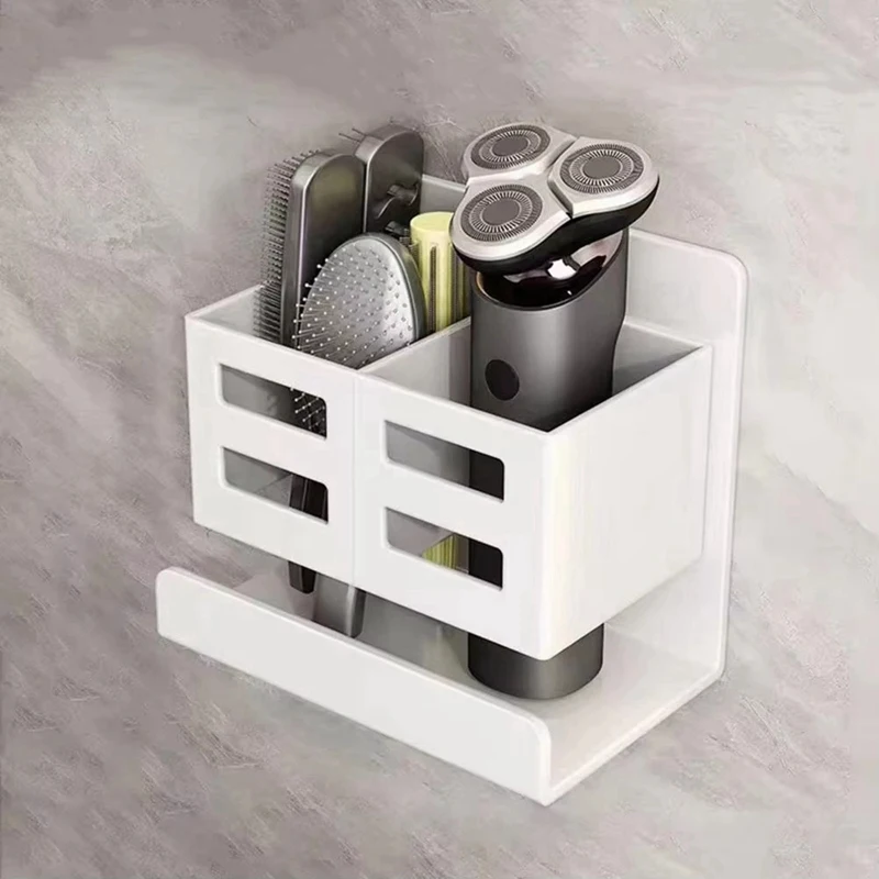 ห้องน้ําOrganizerติดผนังFlush-ฟรีกันน้ําระบายน้ําแปรงสีฟันหวีเครื่องสําอางเครื่องเป่าผมOrganizer