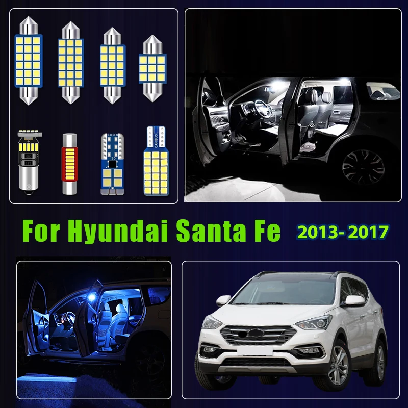 Für Hyundai Santa Fe 3 DM 2013 2014 2015 2016 2017 Auto-LED-Lampen Innenraumbeleuchtung Leselampe Handschuhfach Kofferraumbeleuchtung Zubehör