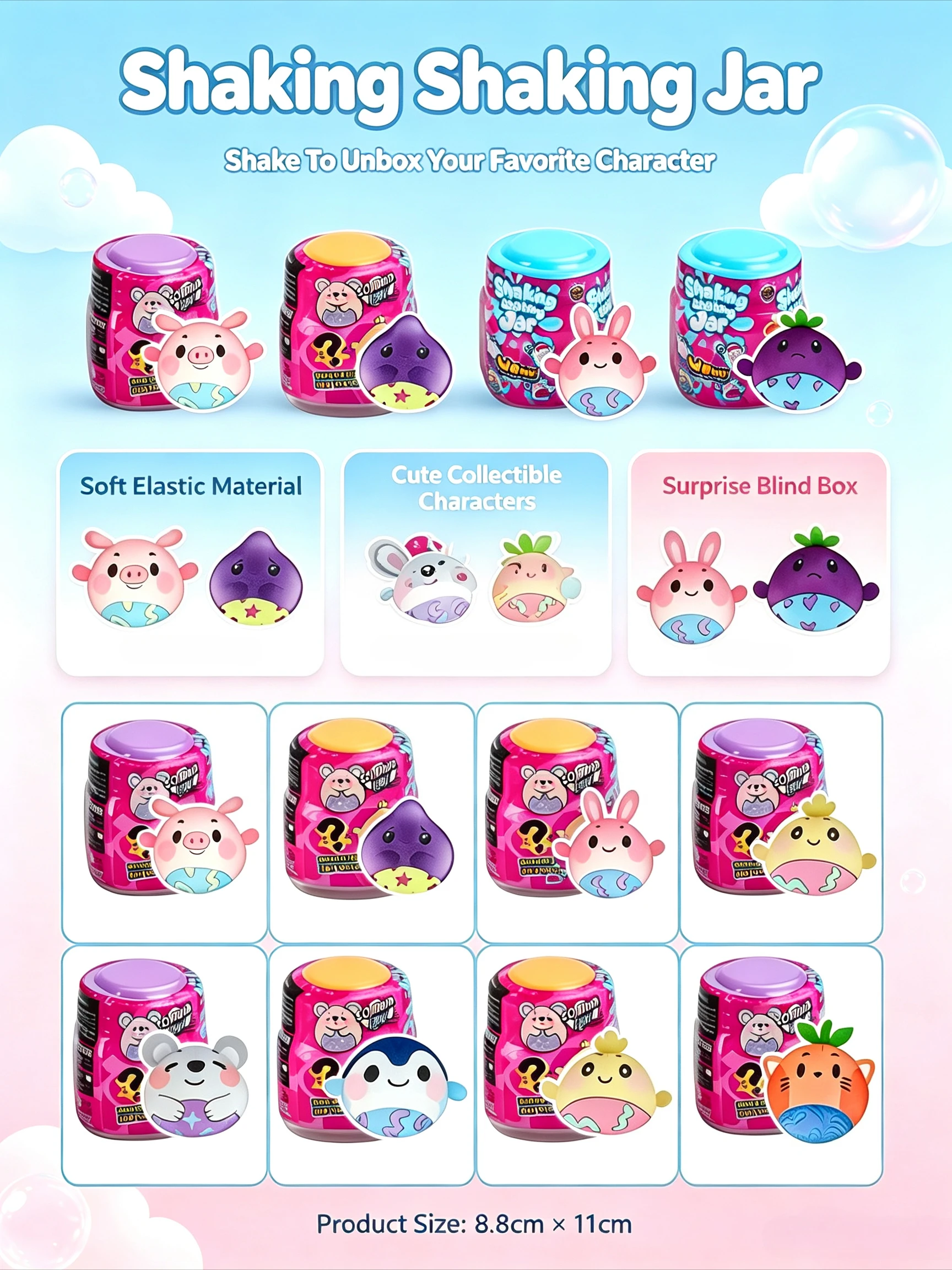 8 Surprising Blind Box Toys with Swinging Jars and Magical Animals Transformed from Creative Water Soaking