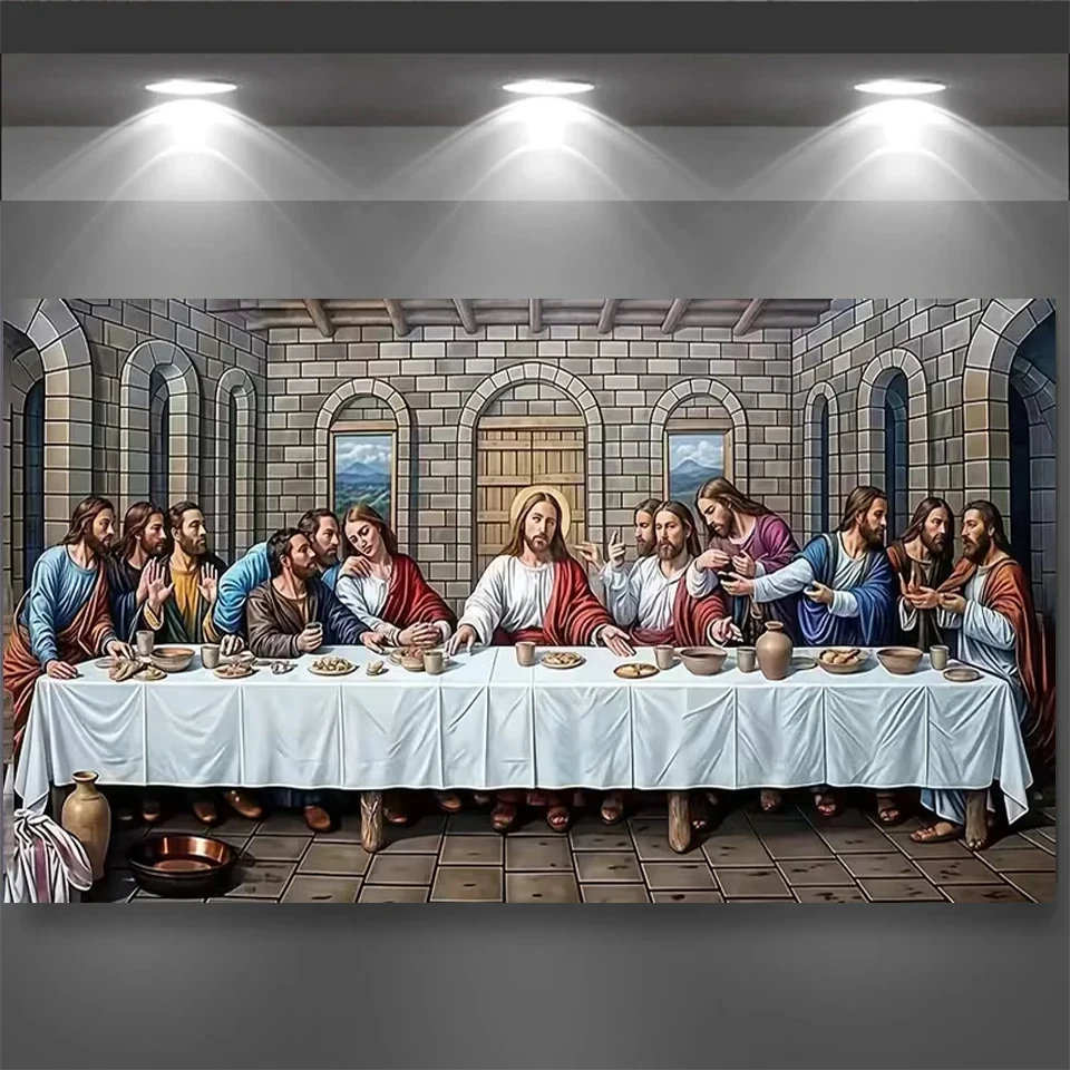 

Amazing Jesus The Last Supper DIY Diamond Painting Full Square Round Diamond Mosaic Embroidery Religious Large Size Home Decor