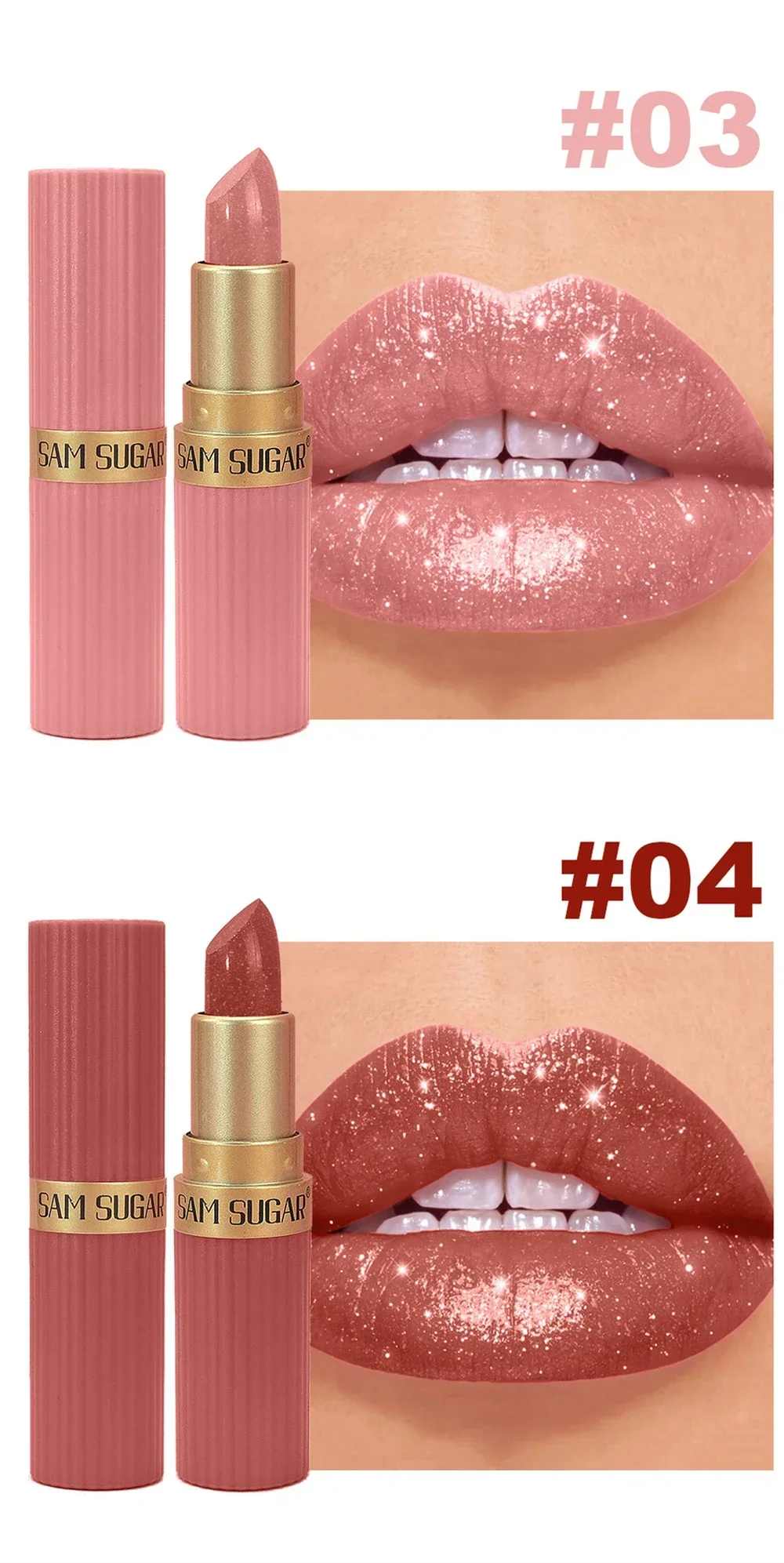 Diamant glänzender samtmatter Lippenstift, glitzernd, schimmernd, perlmuttartig, sexy rote Lippentönung, antihaftbeschichteter Lippenstift, hochpigmentierte Lippen, Kosmetik – Detail 8