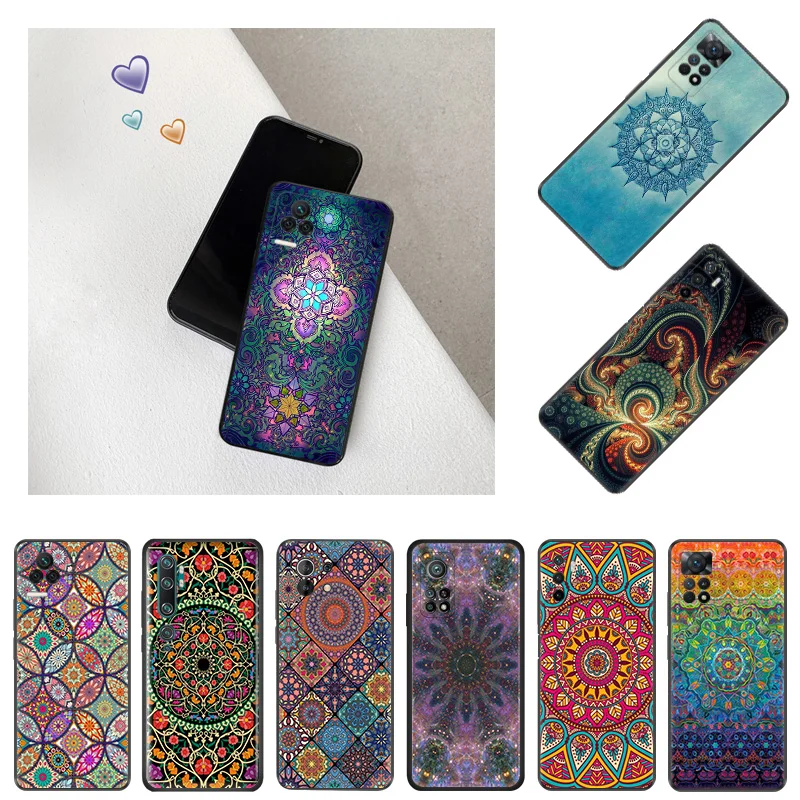 Ultra Thin Black Phone Case For Redmi Note11 11s A1 A2 Plus K60 K50 K40 Xiaomi 14 11t 11 Lite CC9 Pro Abstact Owl Mandala Cover