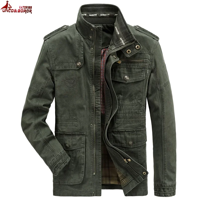 Autumn winter Jacket Men Pure Cotton Business Casual Cargo Jackets Army Military Motorcycle Bomber Coats Male Jaqueta Masculina