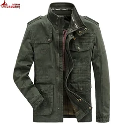 Chaqueta de Otoño Invierno para hombre, chaquetas de carga informales de negocios de algodón puro, abrigos Bomber militares para motocicleta, chaqueta Masculina para hombre